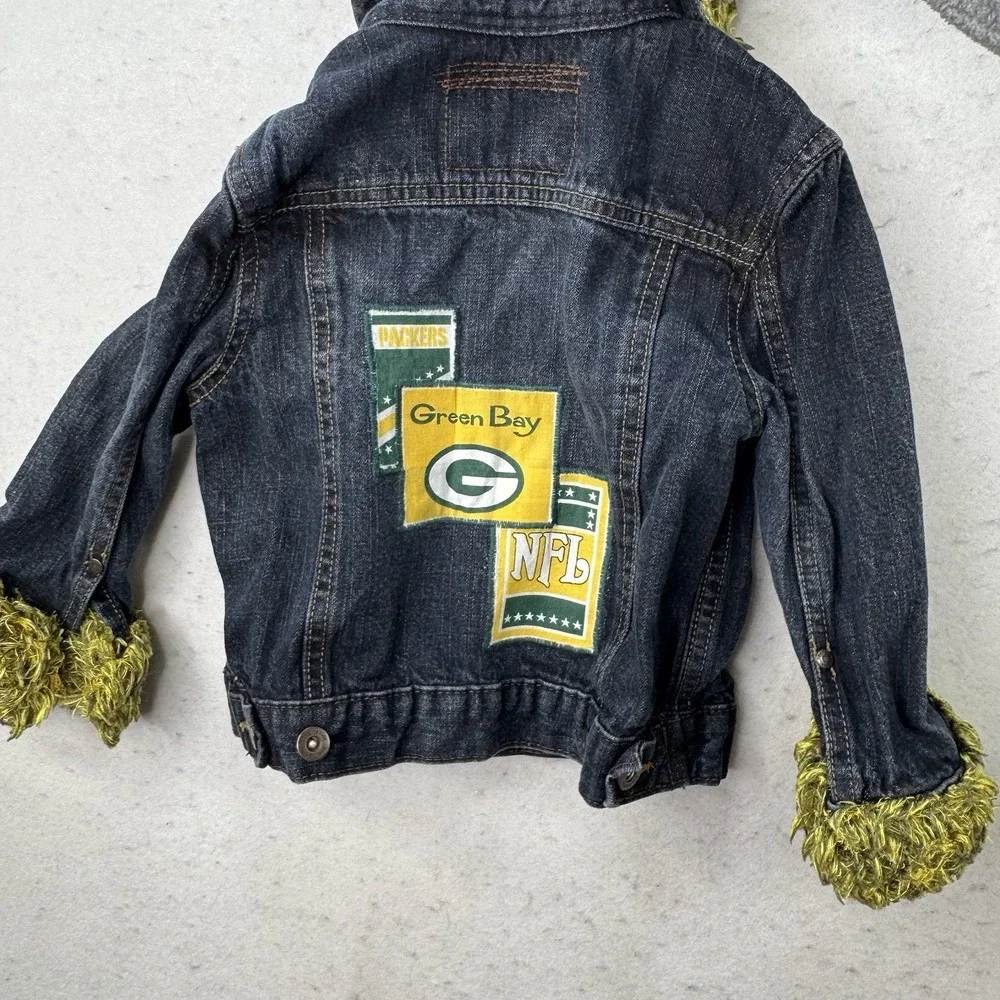 Vintage 90s 2000s Y2K NFL Packers Denim Jacket Embroidered Sz‎ 24 Months